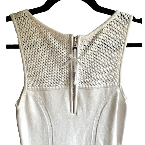 Milly New York Size S White Crochet Trim Sleeveless Knit Bodycon Peplum Dress - Picture 5 of 16